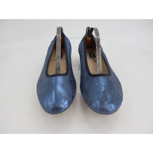 Wolky Ballet Flats Blue Metallic Leather Slip On Shoes Comfy Casual Size 38 7 - Picture 3 of 10